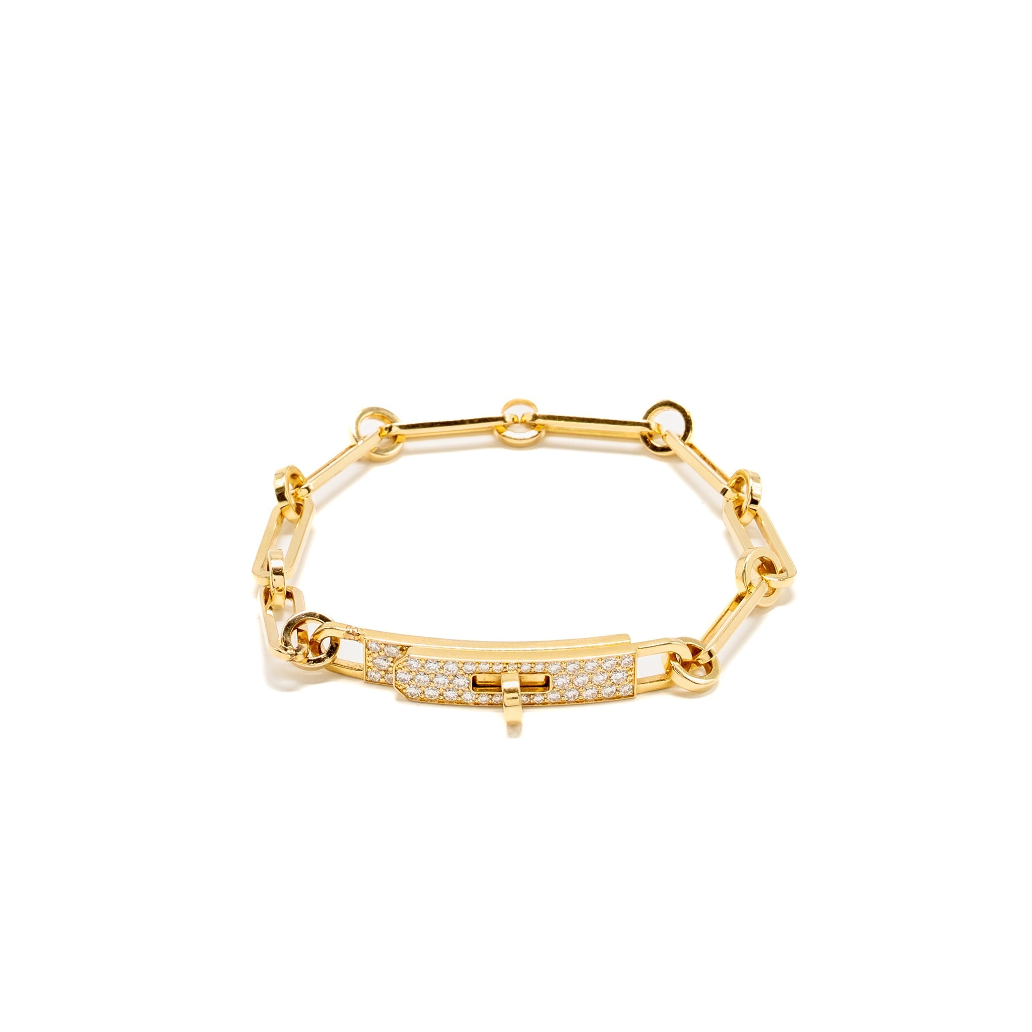 HERMES KELLY CHAINE BRACELET YELLOW GOLD WITH DIAMONDS