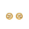 CHANEL CC ROUND STUD EARRINGS PEARL GOLD TONE
