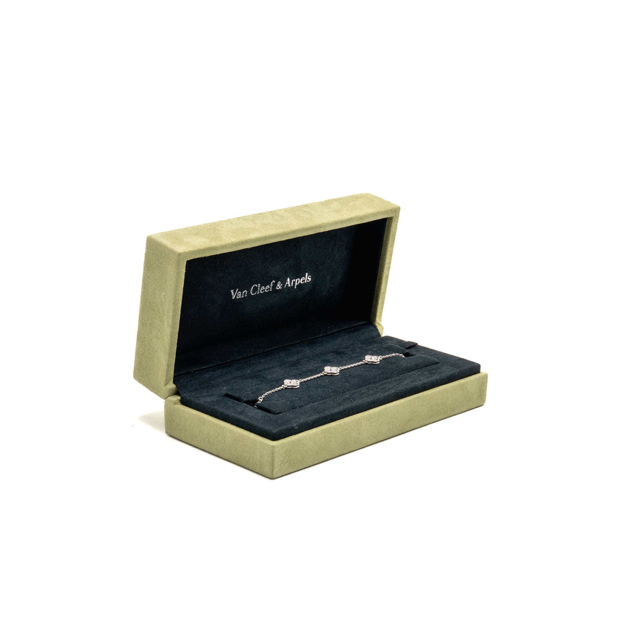 VAN CLEEF AND ARPELS SWEET ALHAMBRA BRACELET, 6 MOTIFS 18K WHITE GOLD / DIAMONDS