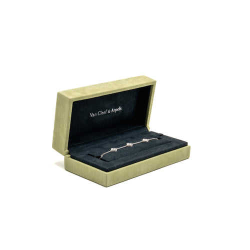 VAN CLEEF AND ARPELS SWEET ALHAMBRA BRACELET, 6 MOTIFS 18K WHITE GOLD / DIAMONDS
