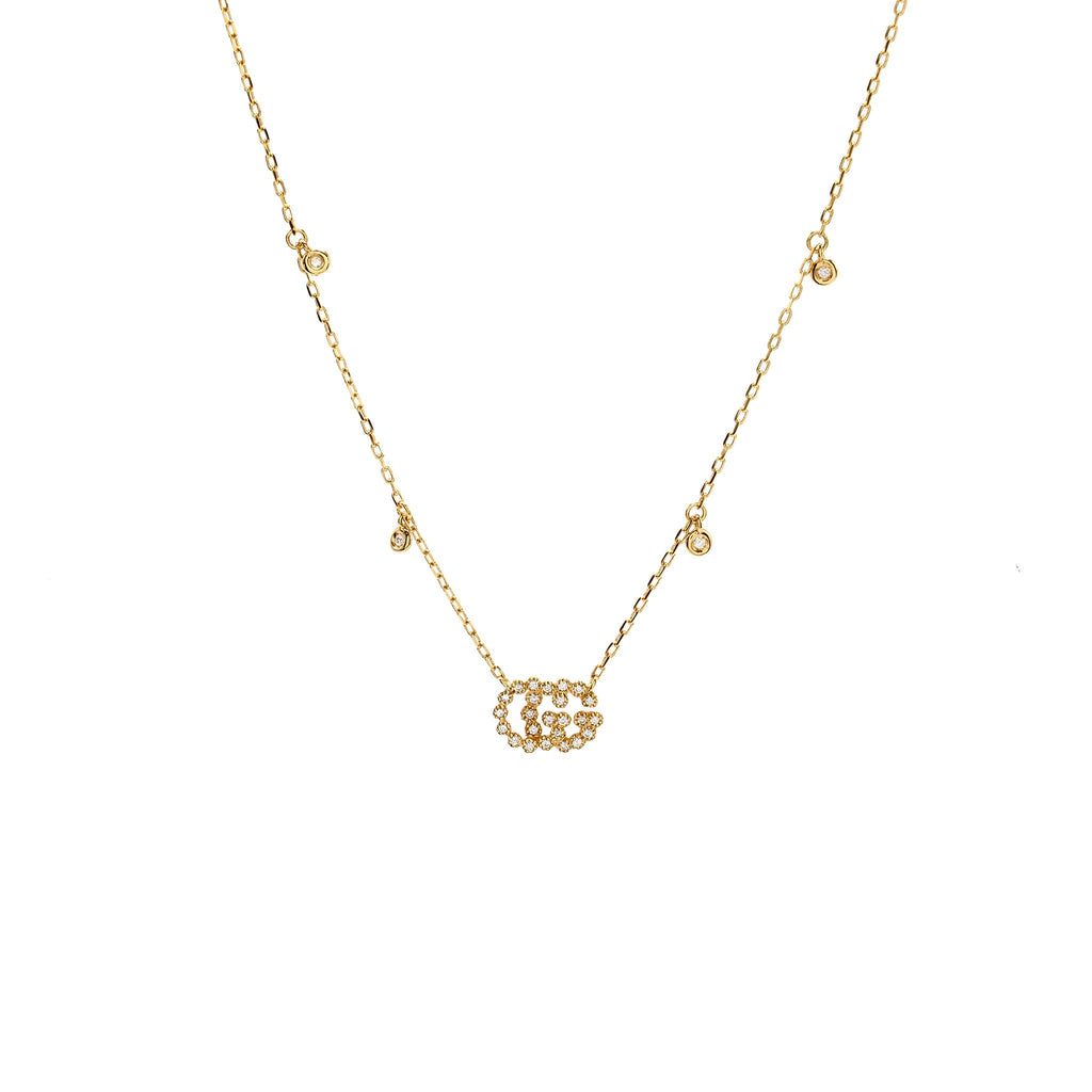 GUCCI DOUBLE G NECKLACE YELLOW GOLD, DIAMONDS