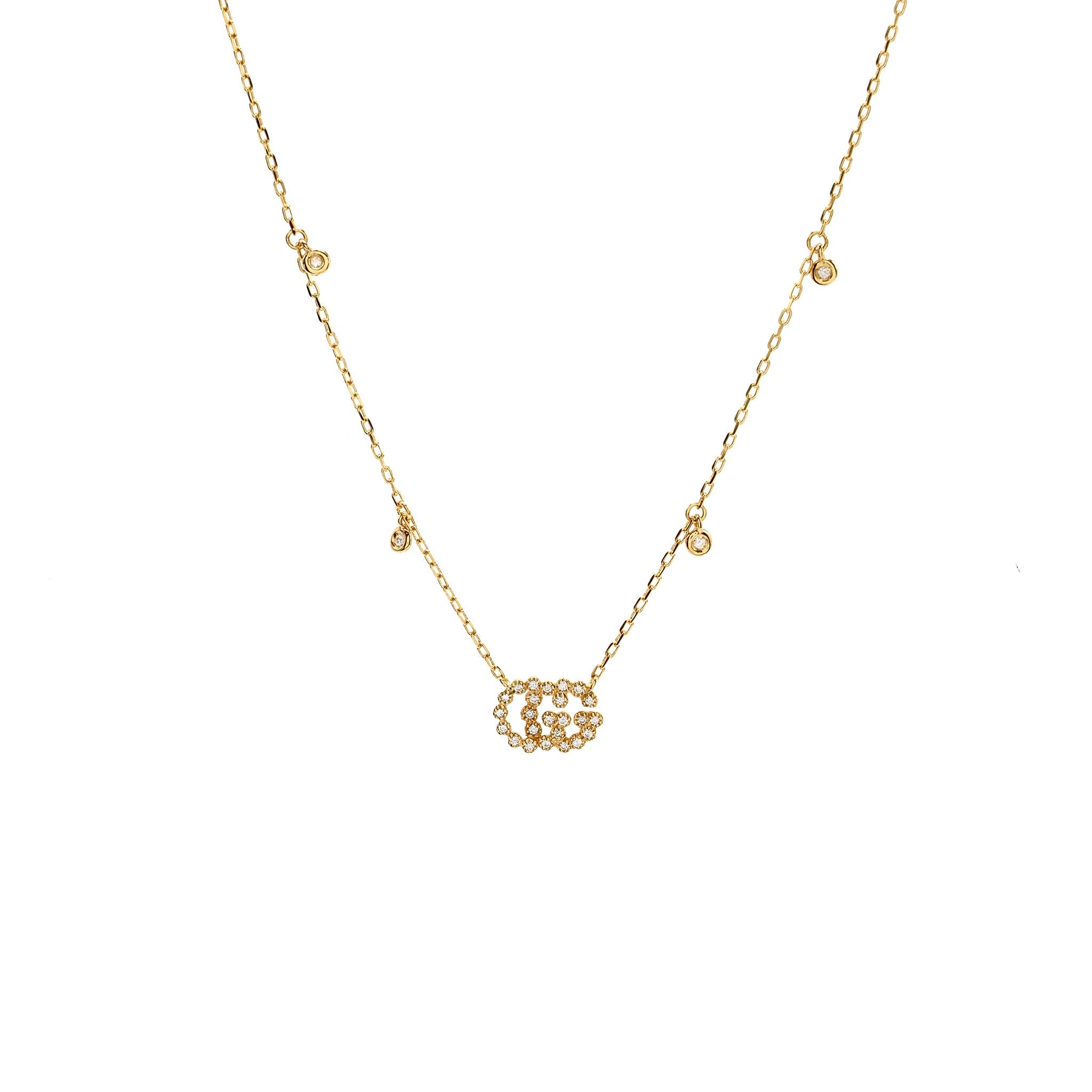 GUCCI DOUBLE G NECKLACE YELLOW GOLD, DIAMONDS