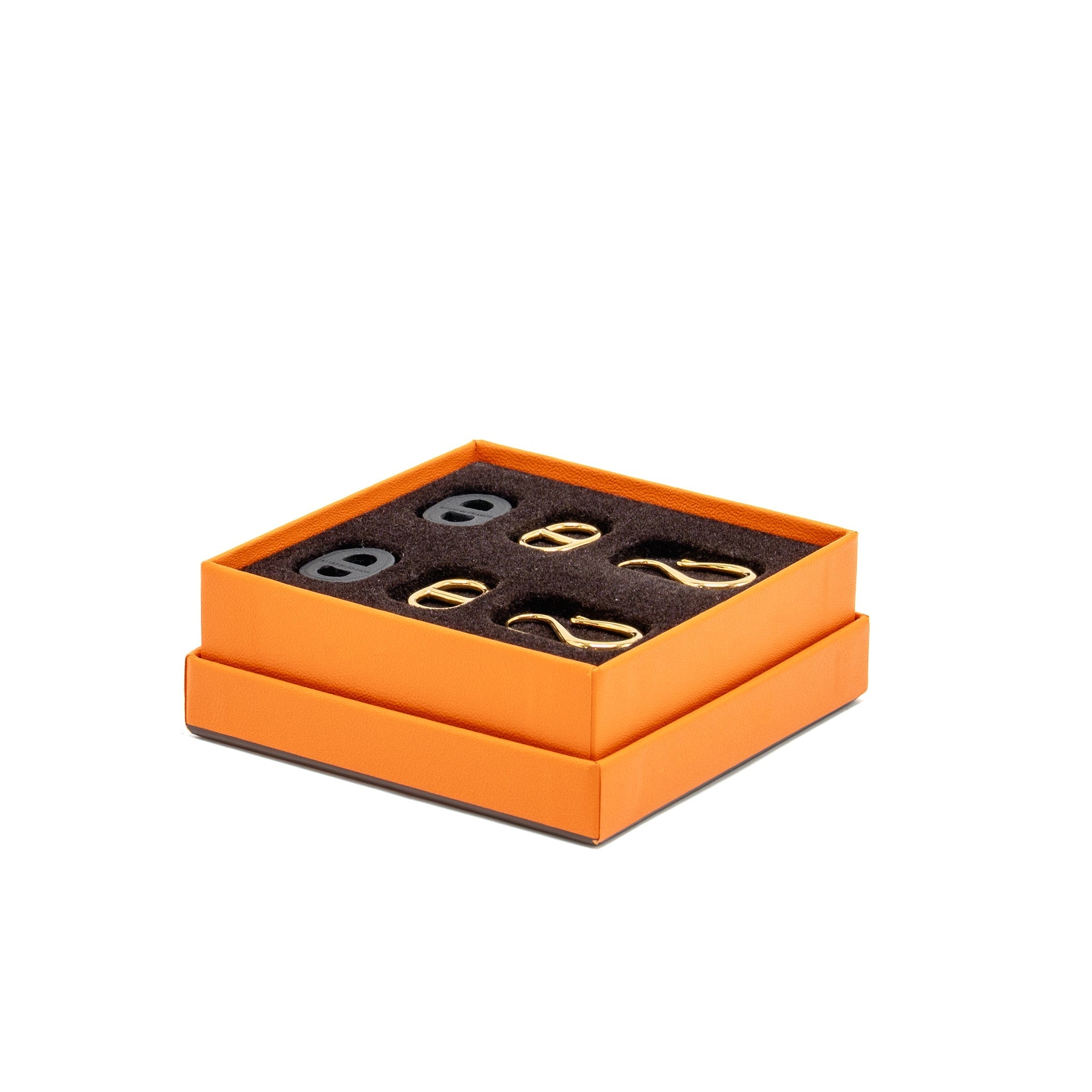 HERMES O’MAILLON EARRINGS CALFSKIN/ GOLD TONE