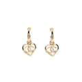 CHANEL HEART DROPPED HOOP EARRINGS LIGHT GOLD TONE