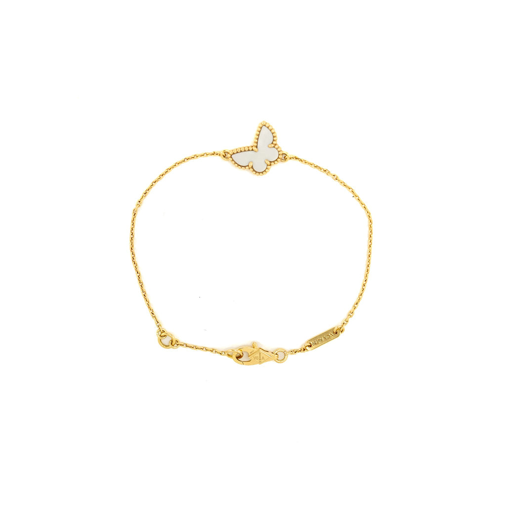 VAN CLEEF AND ARPELS SWEET BUTTERFLIES BRACELET 18K YELLOW GOLD / MOTHER OF PEARL