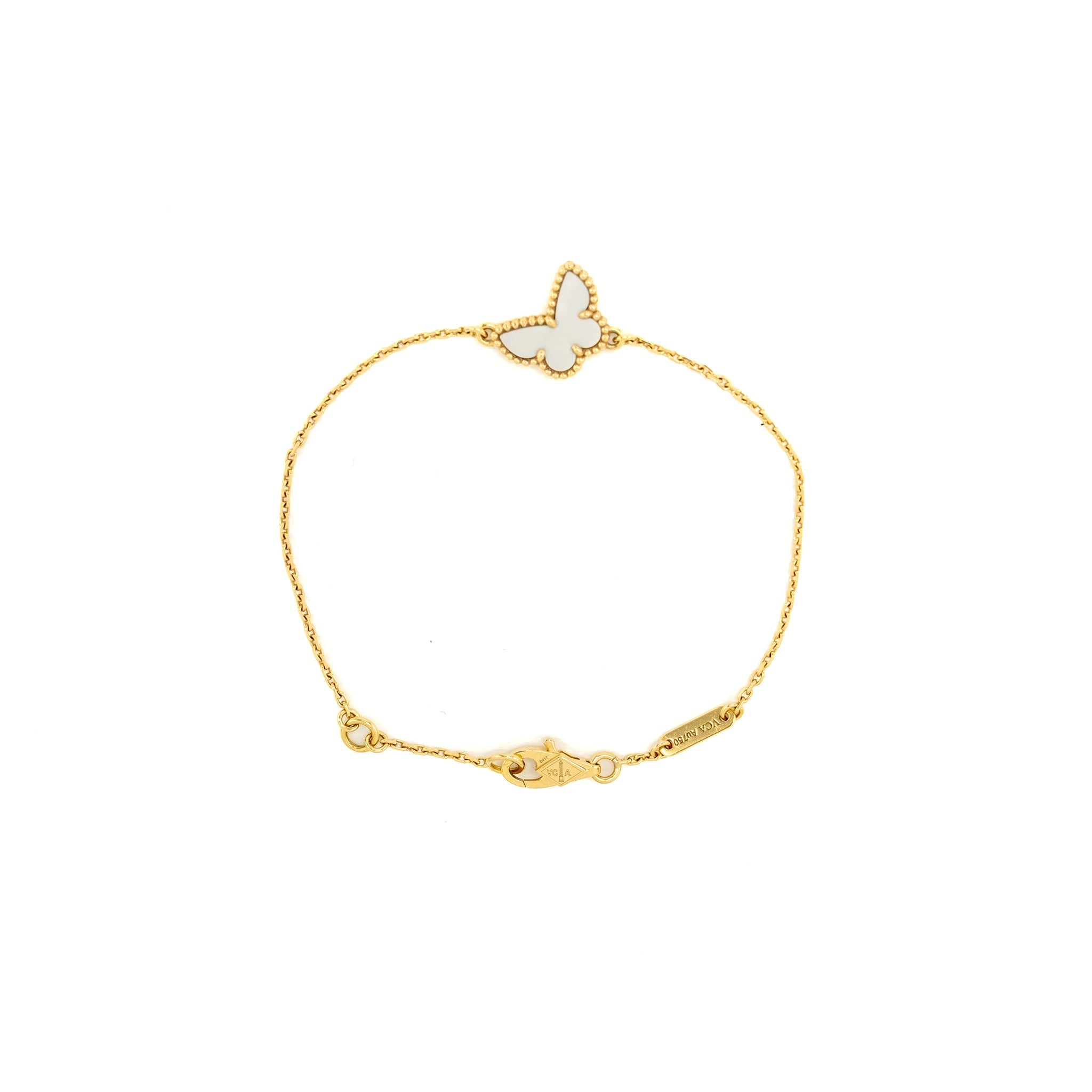 VAN CLEEF AND ARPELS SWEET BUTTERFLIES BRACELET 18K YELLOW GOLD / MOTHER OF PEARL