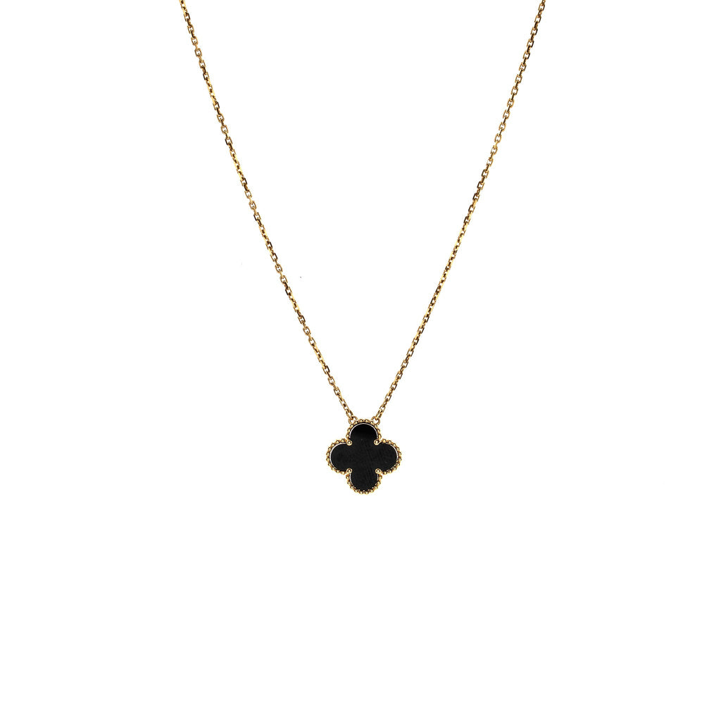 VAN CLEEF &ARPELS ALHAMBRA PENDANT ONYX YELLOW GOLD