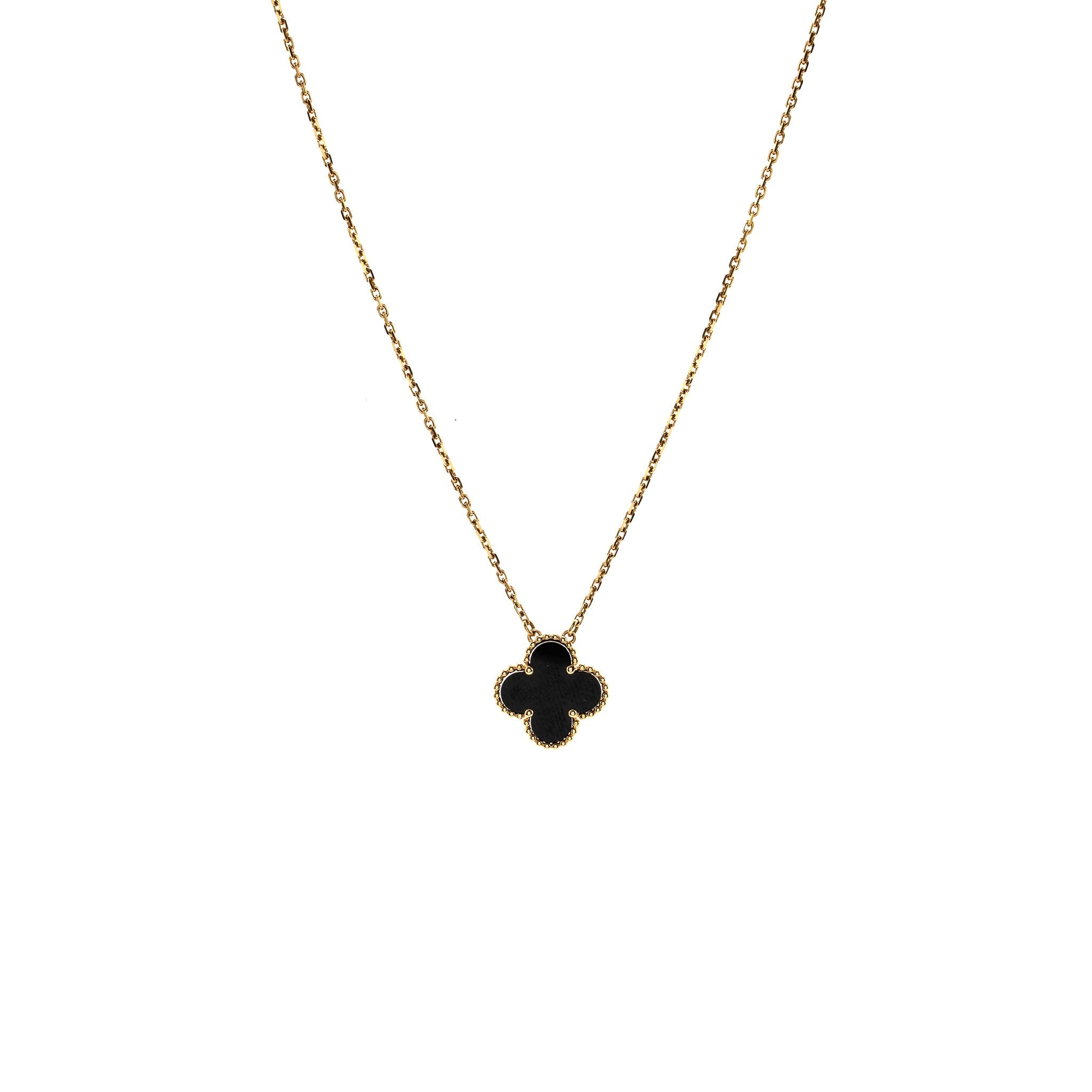 VAN CLEEF &ARPELS ALHAMBRA PENDANT ONYX YELLOW GOLD