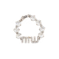 MIU MIU LOGO CRYSTAL-EMBELLISHED BRACELET SILVER TONE