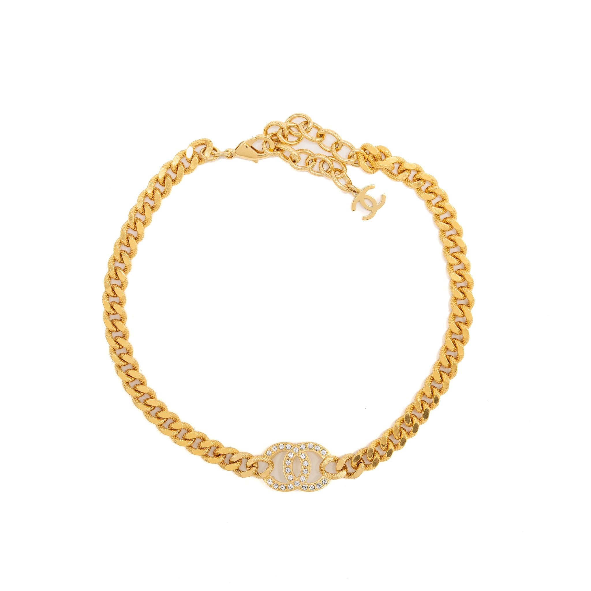 CHANEL CC CHOCKER/NECKLACE CRYSTAL GOLD TONE