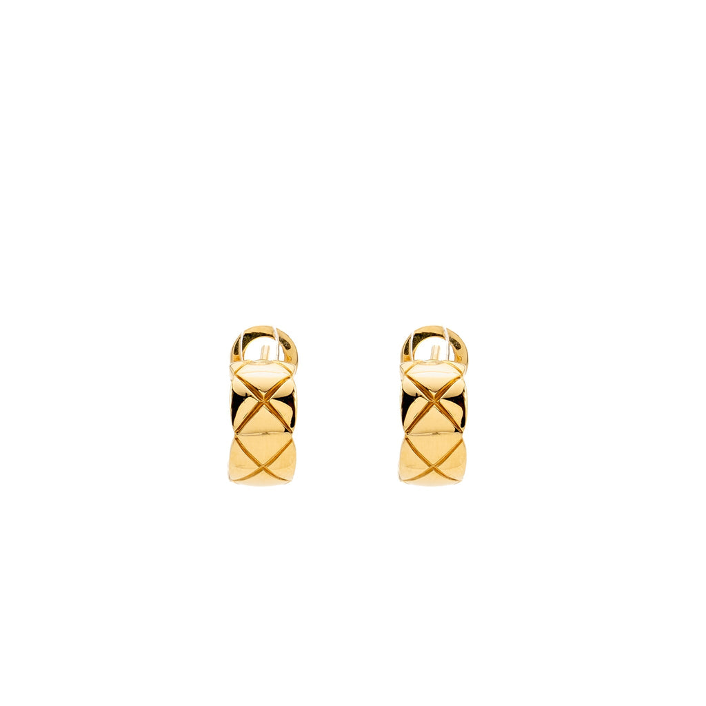CHANEL COCO CRUSH EARRINGS QUILTED MOTIF YELLOW GOLD