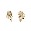 CHANEL LEAVES DROP CC CAMELLIA EARRINGS CRYSTAL LIGHT GOLD TONE