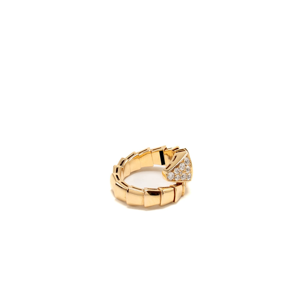 BVLGARI SERPENTI VIPER RING 18K ROSE GOLD WITH PAVED DIAMONDS