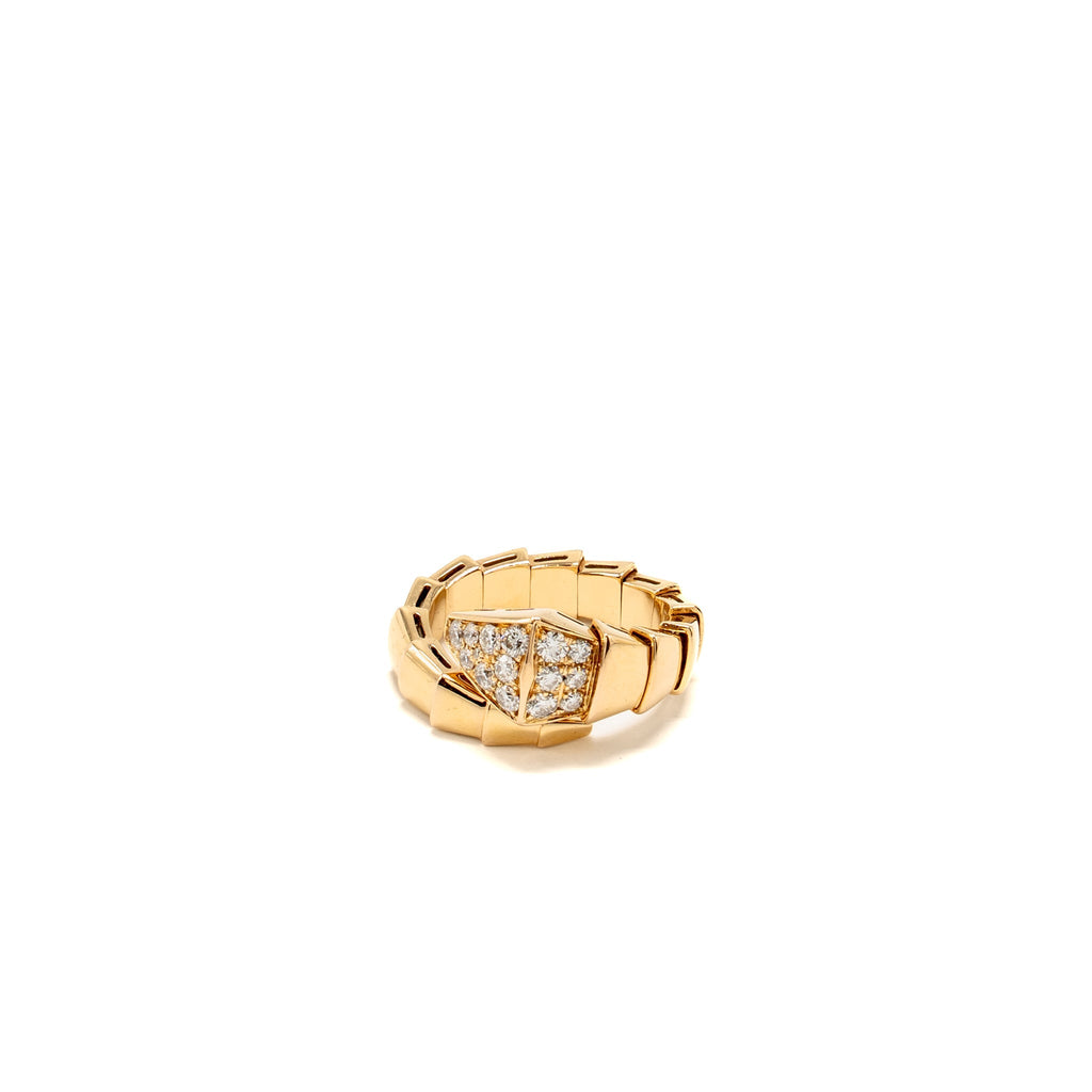 BVLGARI SERPENTI VIPER RING 18K ROSE GOLD WITH PAVED DIAMONDS