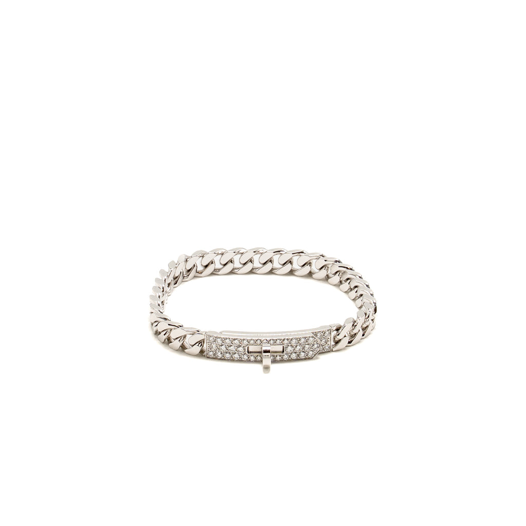 HERMES KELLY GOURMETTE BRACELET WHITE GOLD DIAMONDS