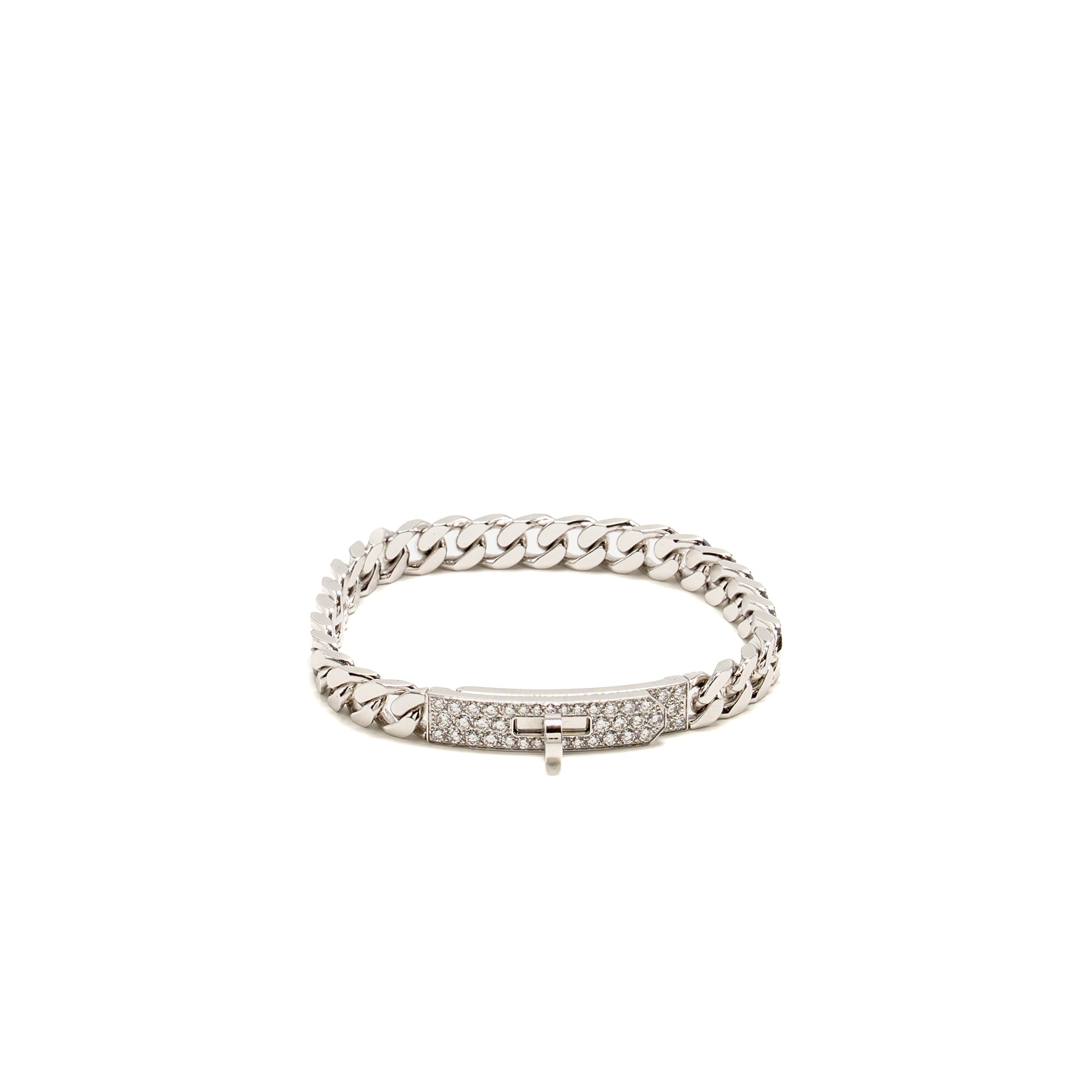 HERMES KELLY GOURMETTE BRACELET WHITE GOLD DIAMONDS