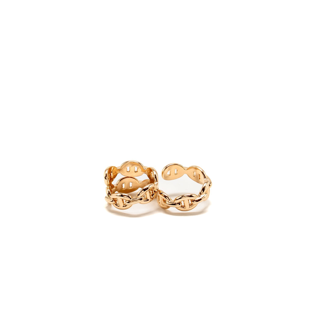 HERMES CHAINE D'ANCRE ENCHAINEE DOUBLE RING ROSE GOLD