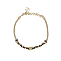 CHANEL LEATHER CHAIN CHOCKER BLACK / LIGHT GOLD TONE
