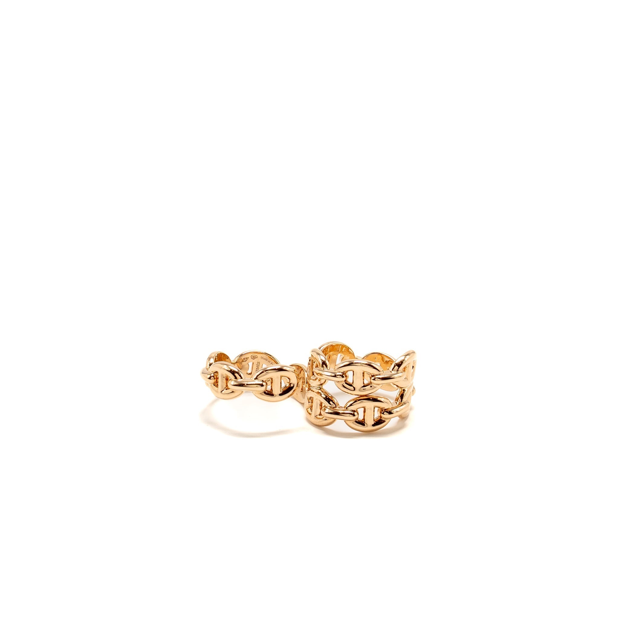 HERMES CHAINE D'ANCRE ENCHAINEE DOUBLE RING ROSE GOLD