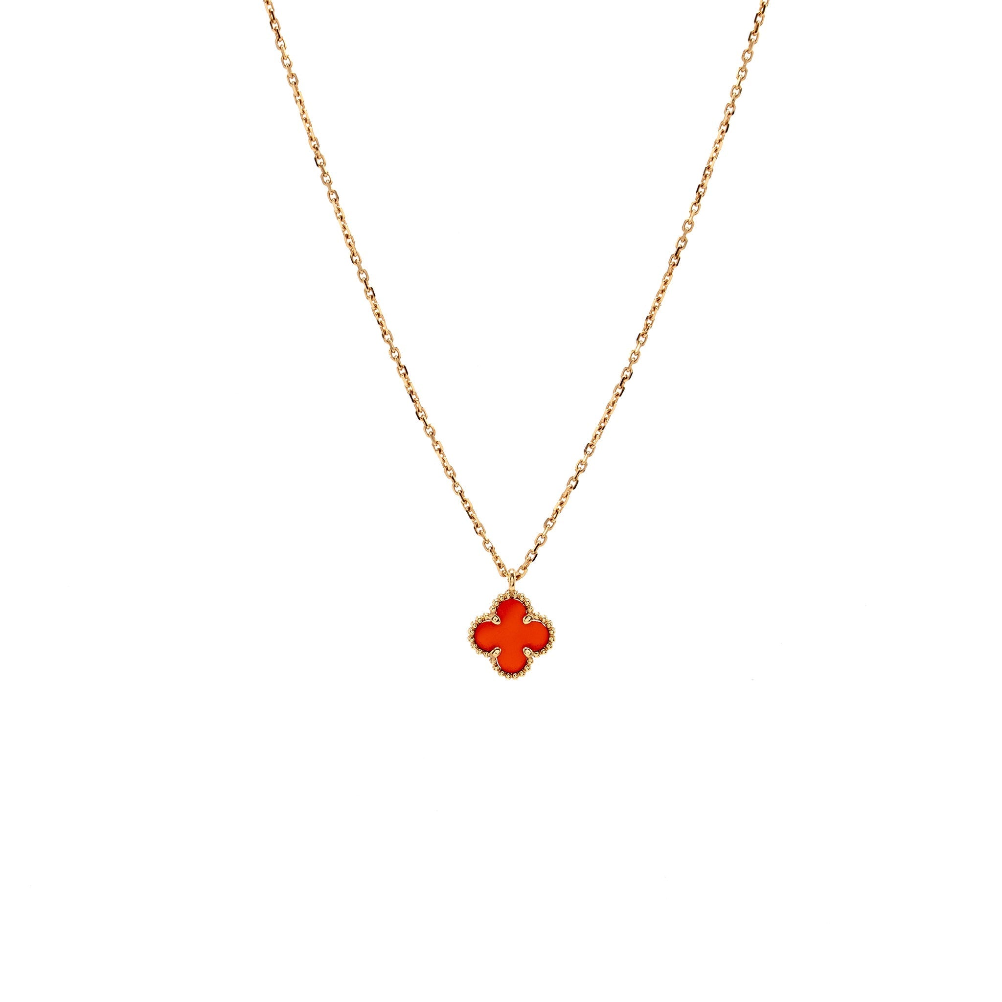 VAN CLEEF AND ARPELS SWEET ALHAMBRA PENDANT CARLENIAN ROSE GOLD