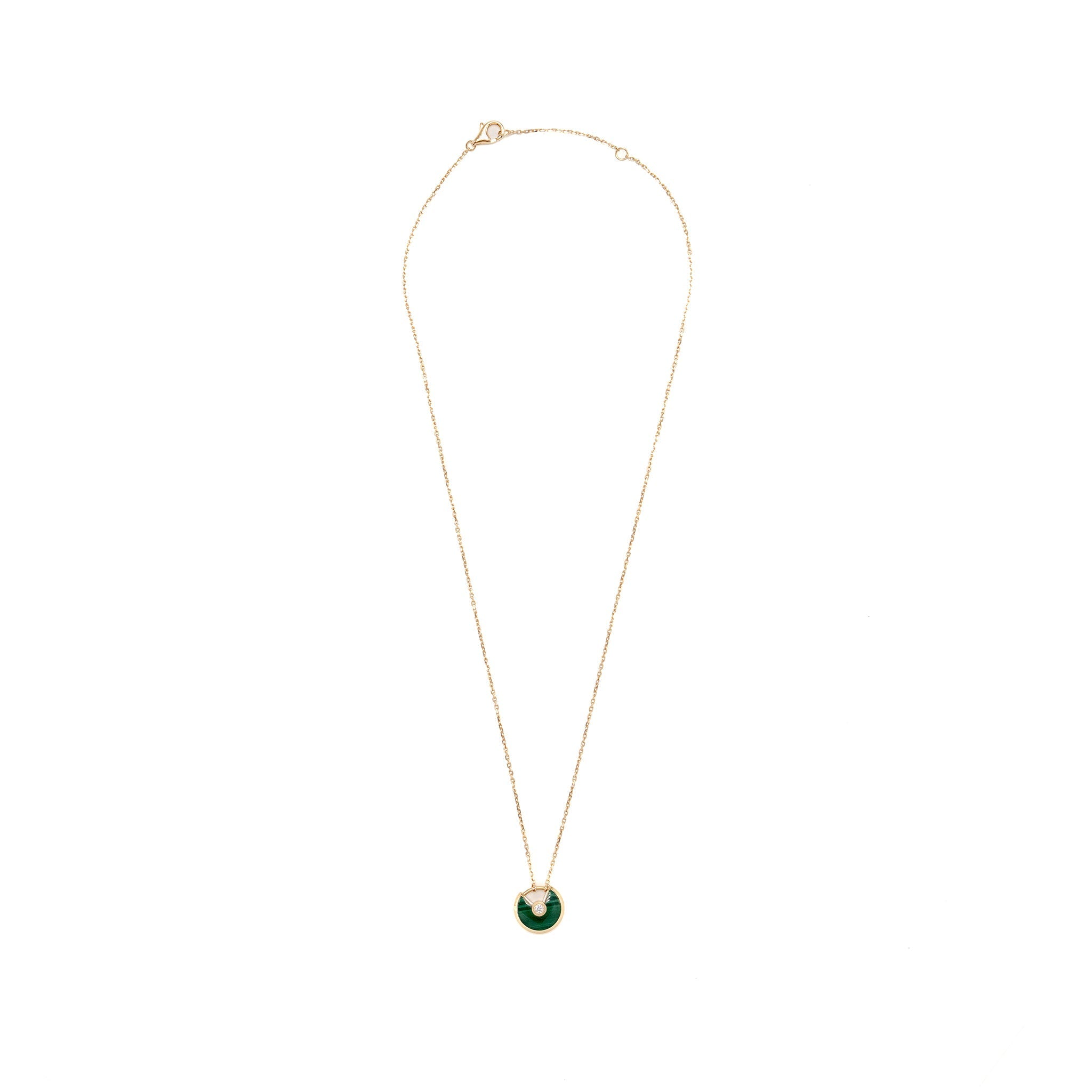 CARTIER AMULETTE DE CARTIER NECKLACE, XS MODEL, MALACHITE ROSE GOLD DIAMOND