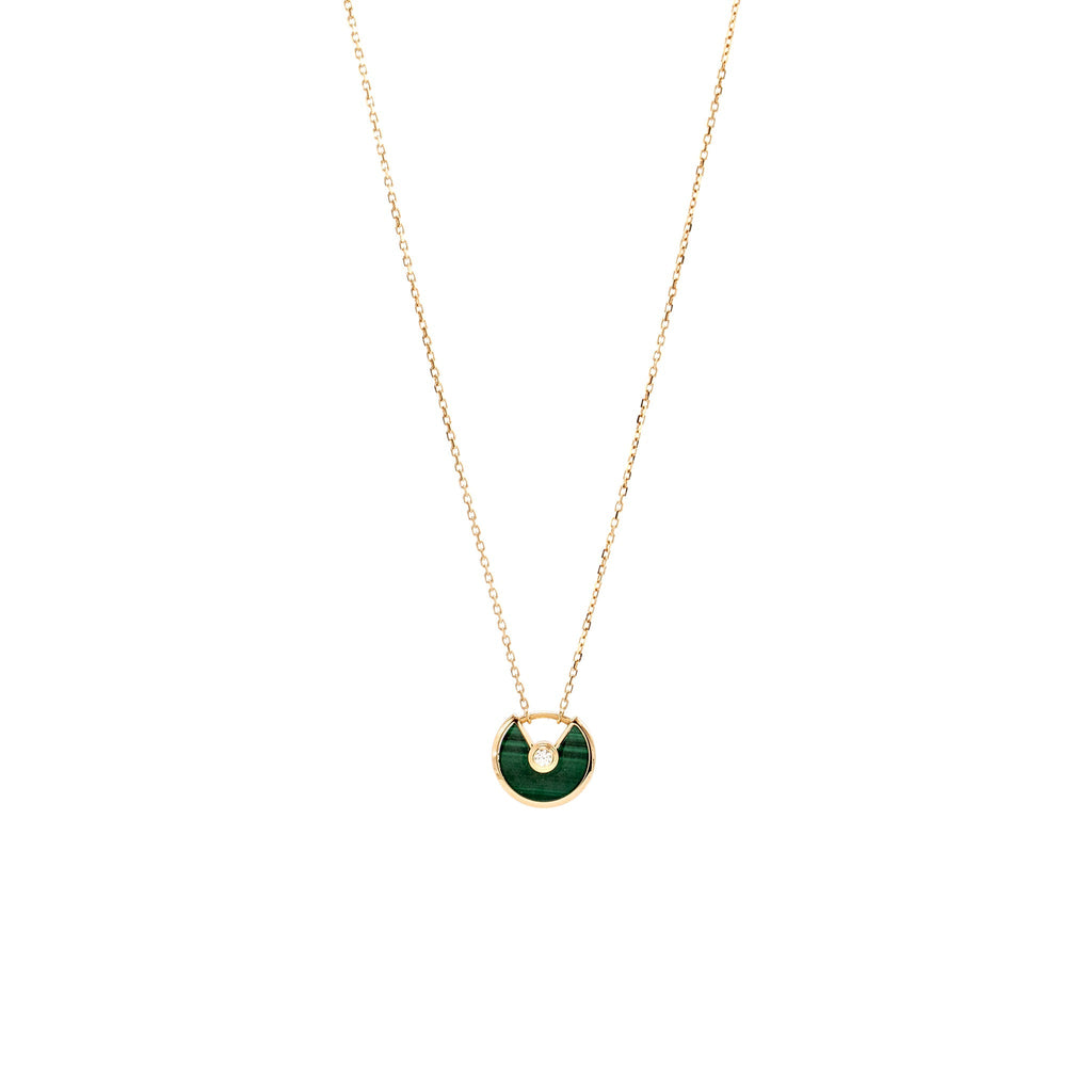 CARTIER AMULETTE DE CARTIER NECKLACE, XS MODEL, MALACHITE ROSE GOLD DIAMOND