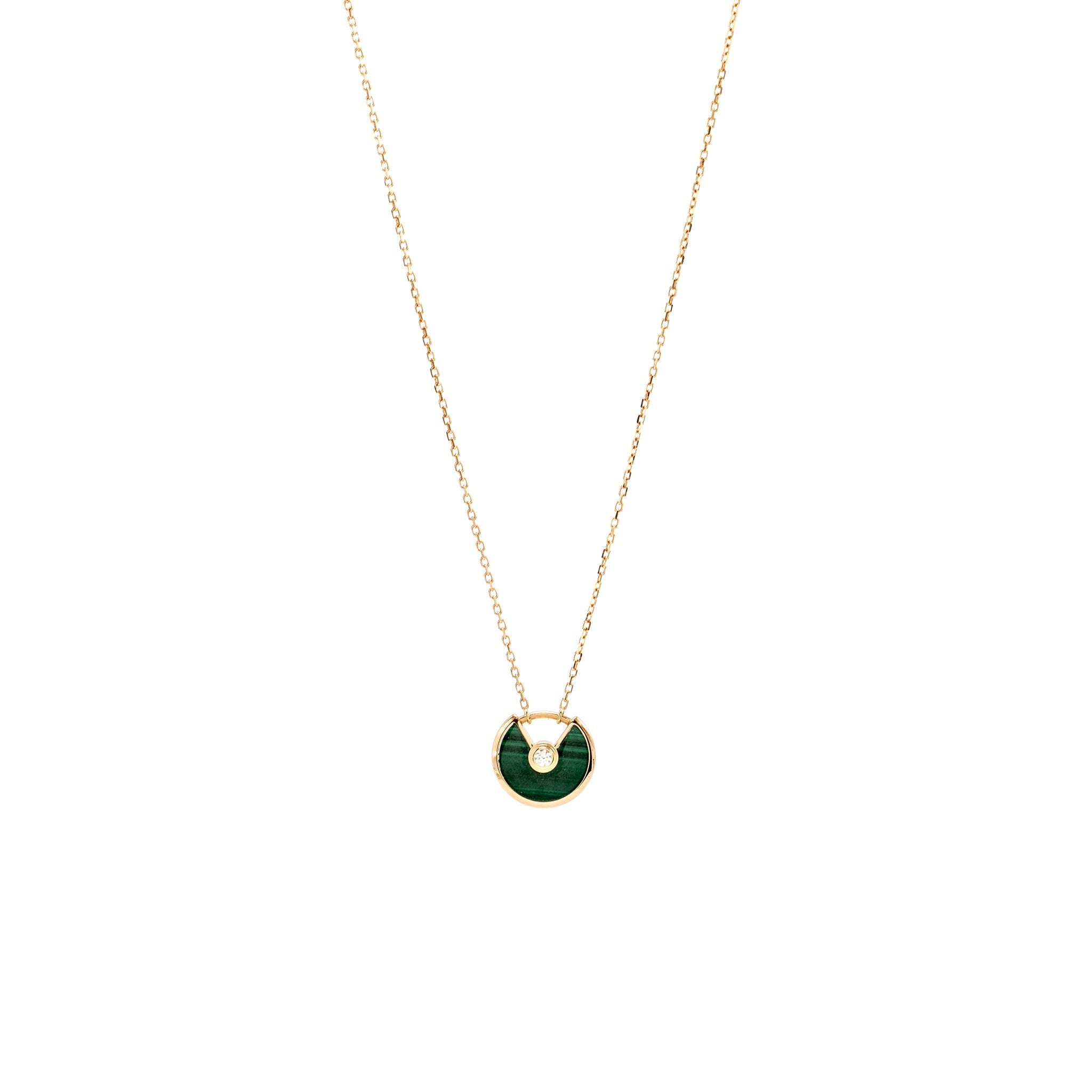 CARTIER AMULETTE DE CARTIER NECKLACE, XS MODEL, MALACHITE ROSE GOLD DIAMOND
