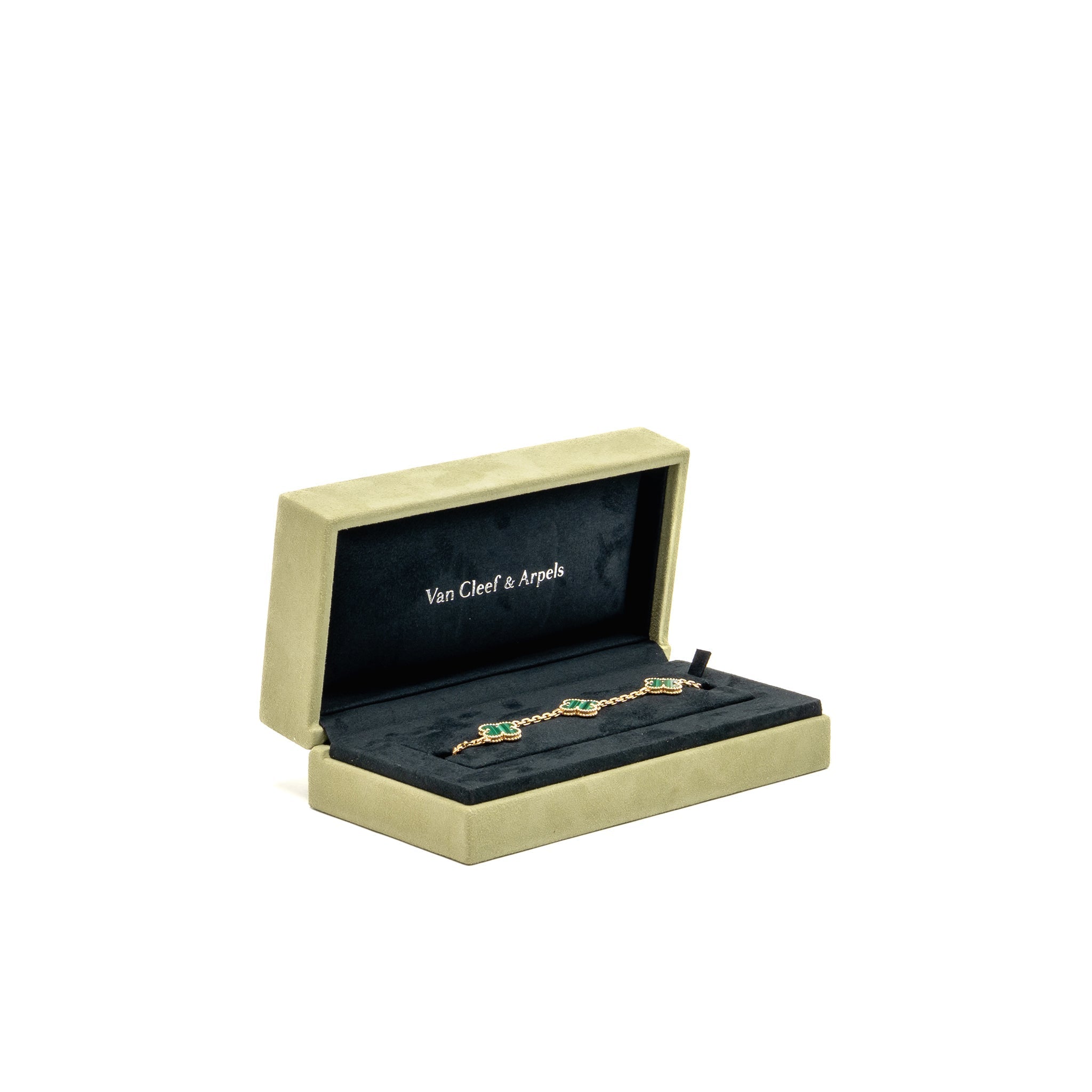 VAN CLEEF & ARPELS VINTAGE ALHAMBRA BRACELET 5 MOTIFS MALACHITE YELLOW GOLD