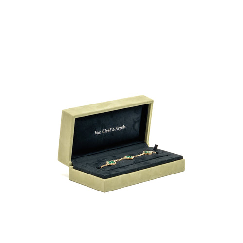 VAN CLEEF & ARPELS VINTAGE ALHAMBRA BRACELET 5 MOTIFS MALACHITE YELLOW GOLD