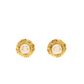CHANEL VINTAGE CC PEARL EAR CLIPS GOLD TONE