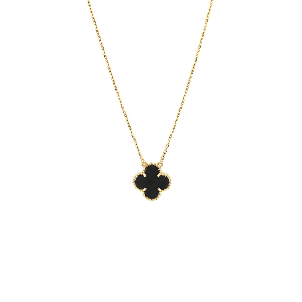 VAN CLEEF & ARPELS VINTAGE ALHAMBRA PENDANT YELLOW GOLD, ONYX