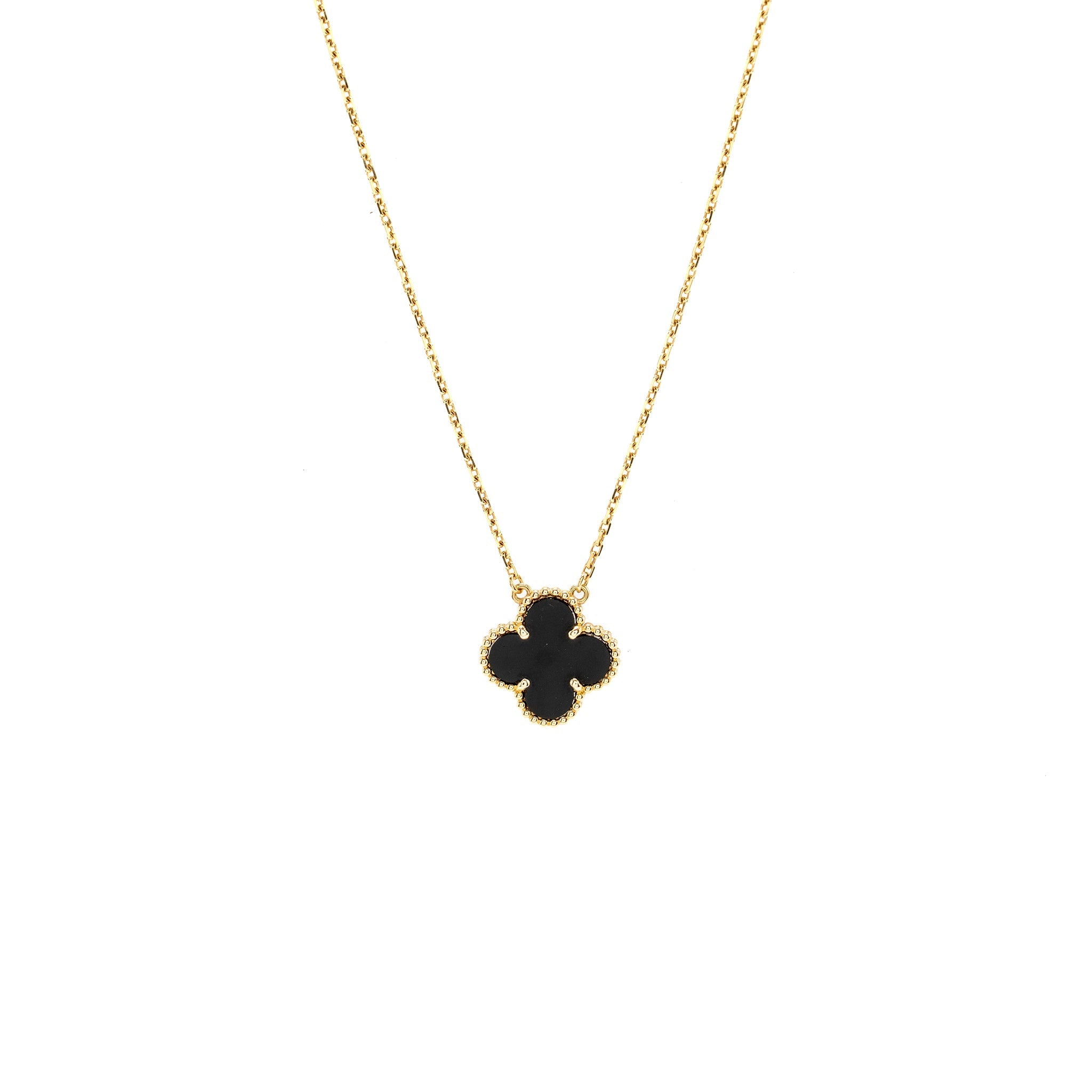 VAN CLEEF & ARPELS VINTAGE ALHAMBRA PENDANT YELLOW GOLD, ONYX