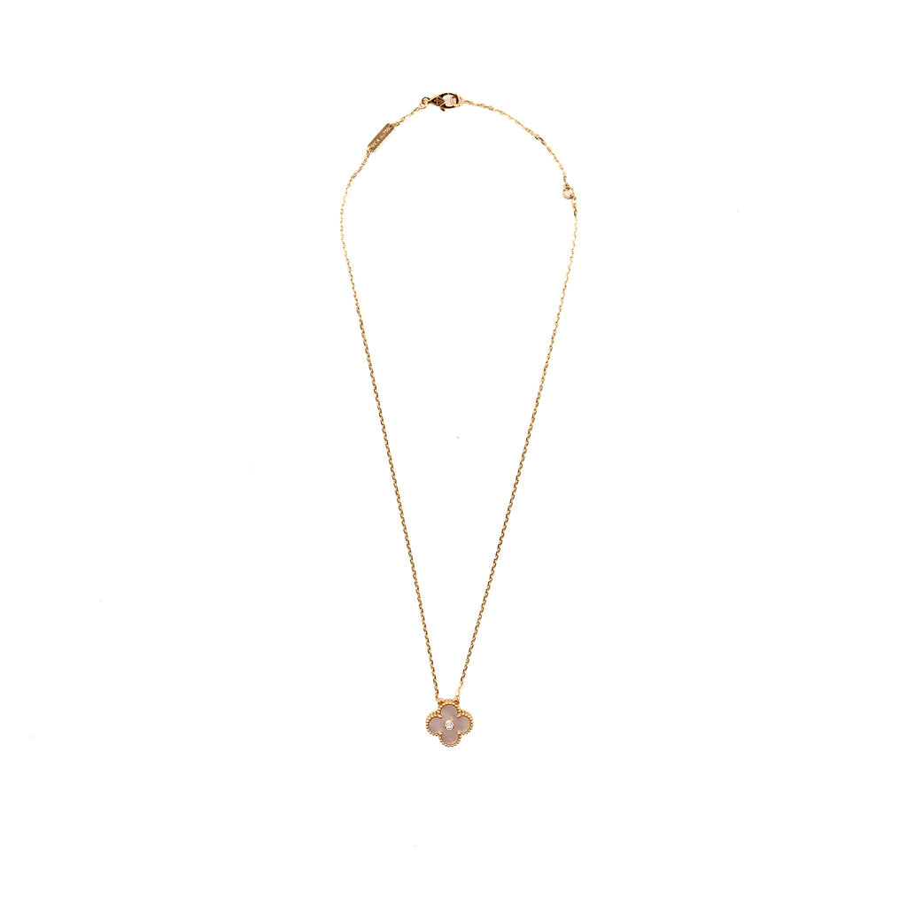 VAN CLEEF & ARPELS 2025 HOLIDAY PENDANT PINK MOTHER OF PEARL ROSE GOLD WITH DIAMOND