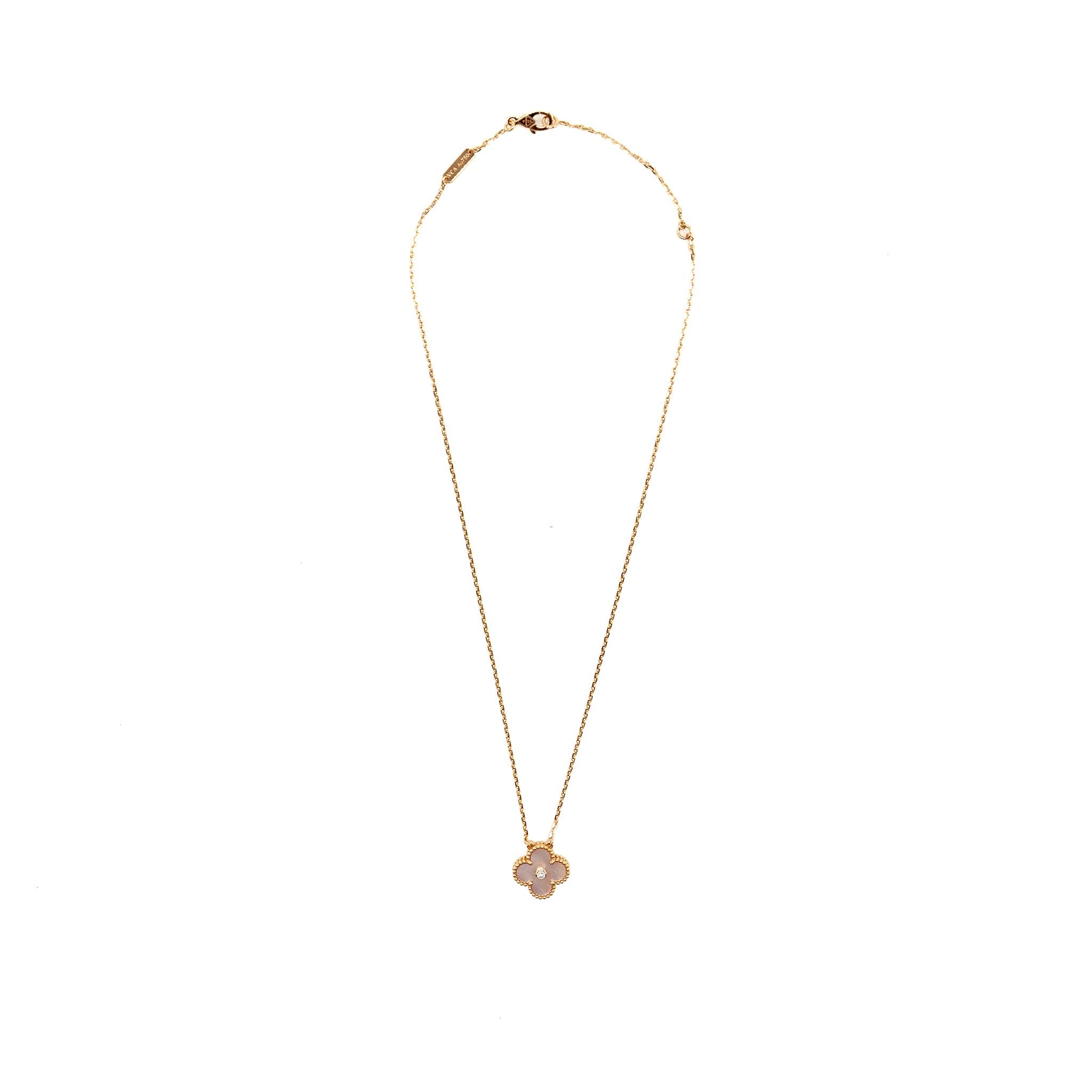 VAN CLEEF & ARPELS 2025 HOLIDAY PENDANT PINK MOTHER OF PEARL ROSE GOLD WITH DIAMOND