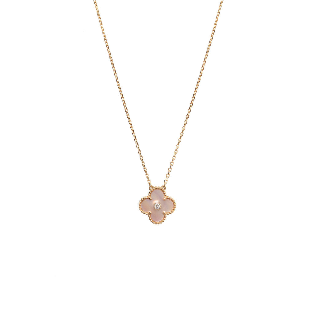 VAN CLEEF & ARPELS 2025 HOLIDAY PENDANT PINK MOTHER OF PEARL ROSE GOLD WITH DIAMOND