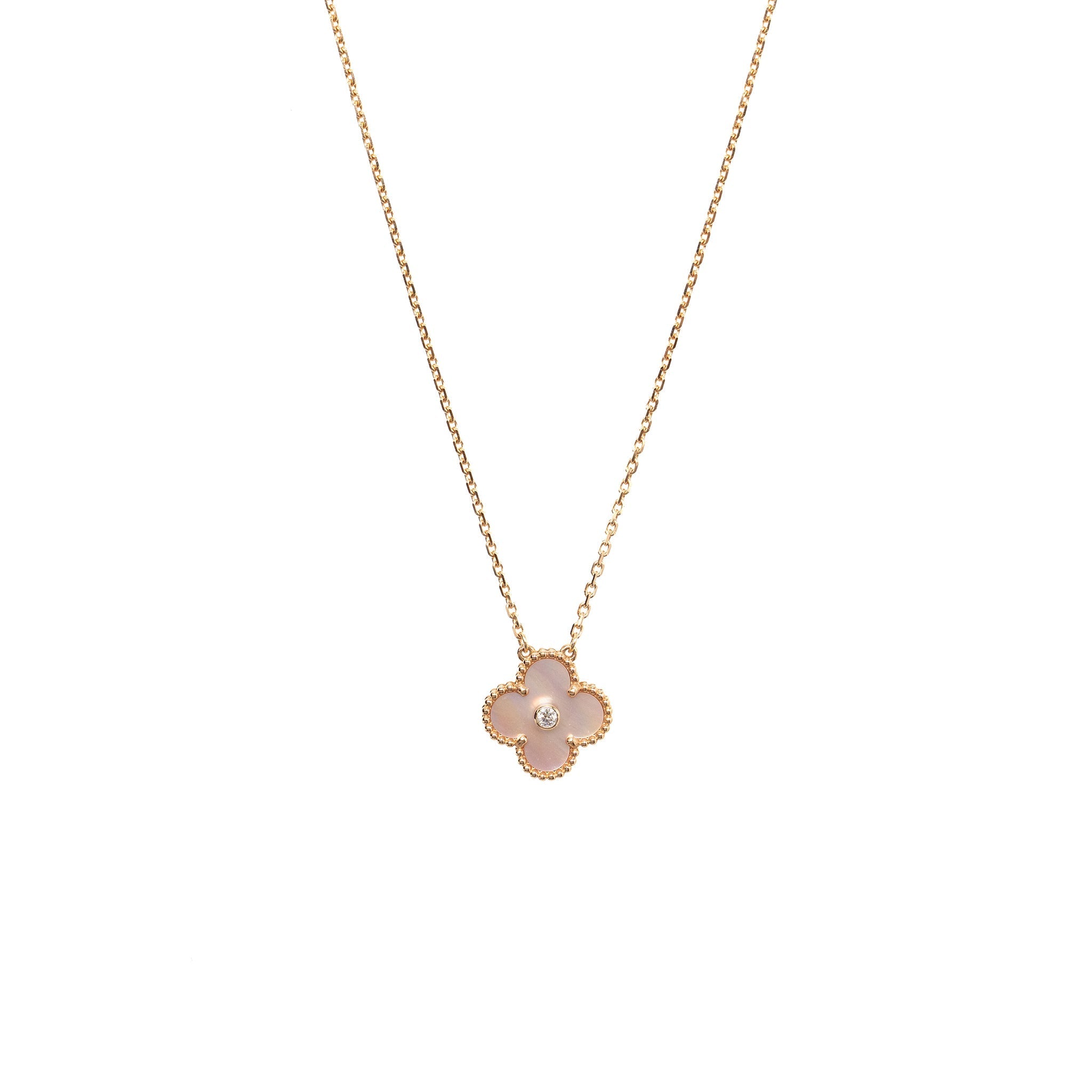 VAN CLEEF & ARPELS 2025 HOLIDAY PENDANT PINK MOTHER OF PEARL ROSE GOLD WITH DIAMOND