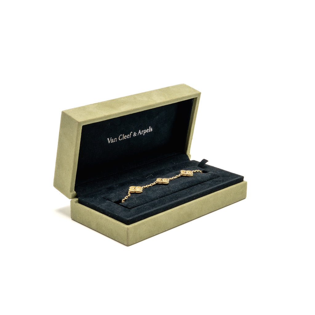 VAN CLEEF & ARPELS VINTAGE ALHAMBRA BRACELET 5 MOTIFS YELLOW GOLD