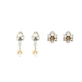 GUCCI GG CRYSTAL GOLD TONE AND MIU MIU PEARL DROP CRYSTAL SILVER TONE CLIP-ON EARRINGS (SELL IN A SET)