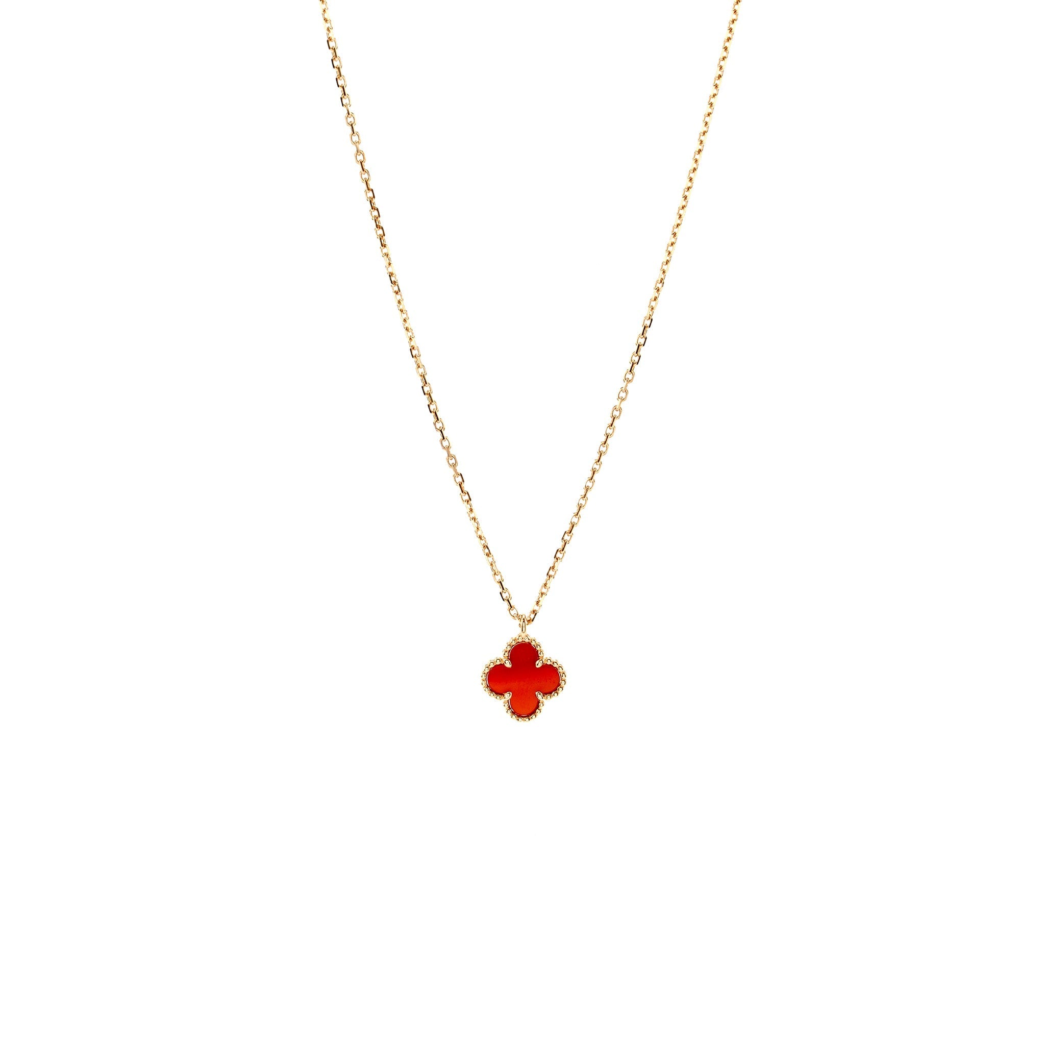 VAN CLEEF & ARPELS SWEET ALHAMBRA PENDANT CARNELIAN ROSE GOLD