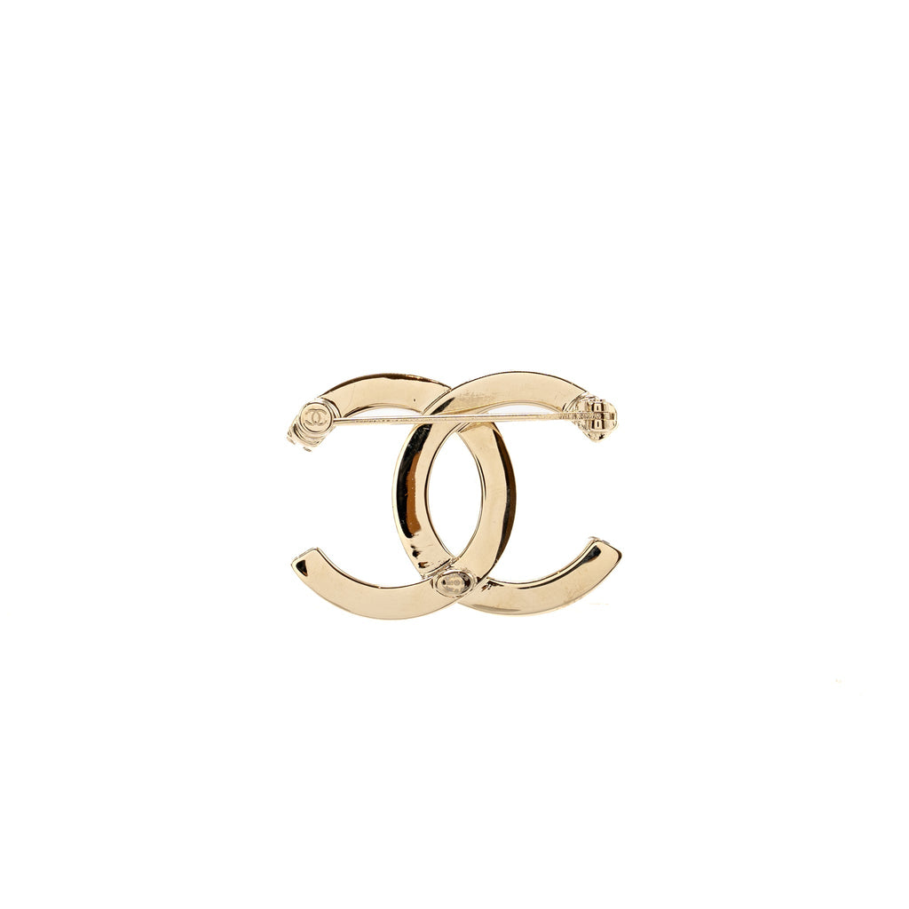 CHANEL CC BROOCH CRYSTAL SILVER TONE