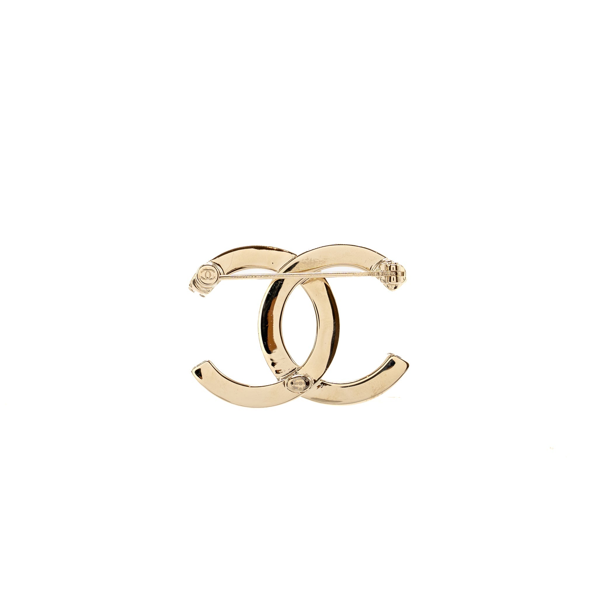 CHANEL CC BROOCH CRYSTAL SILVER TONE