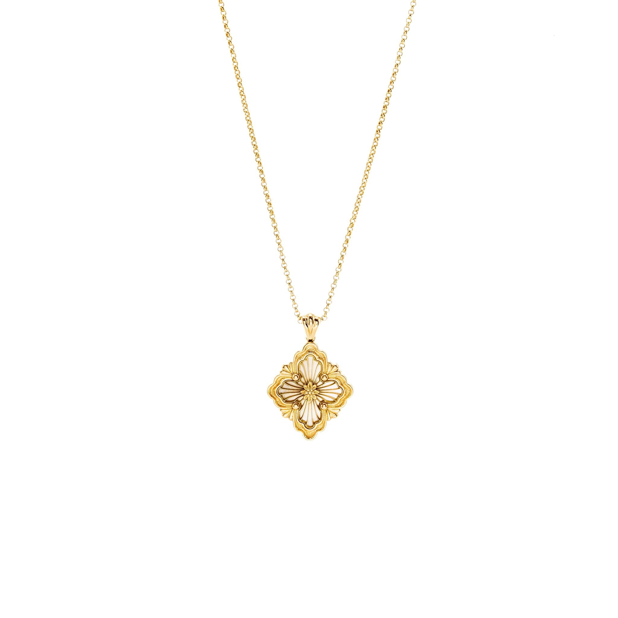 BUCCELLATI OPERA TULLE PENDANT YELLOW GOLD, MOTHER OF PEARL