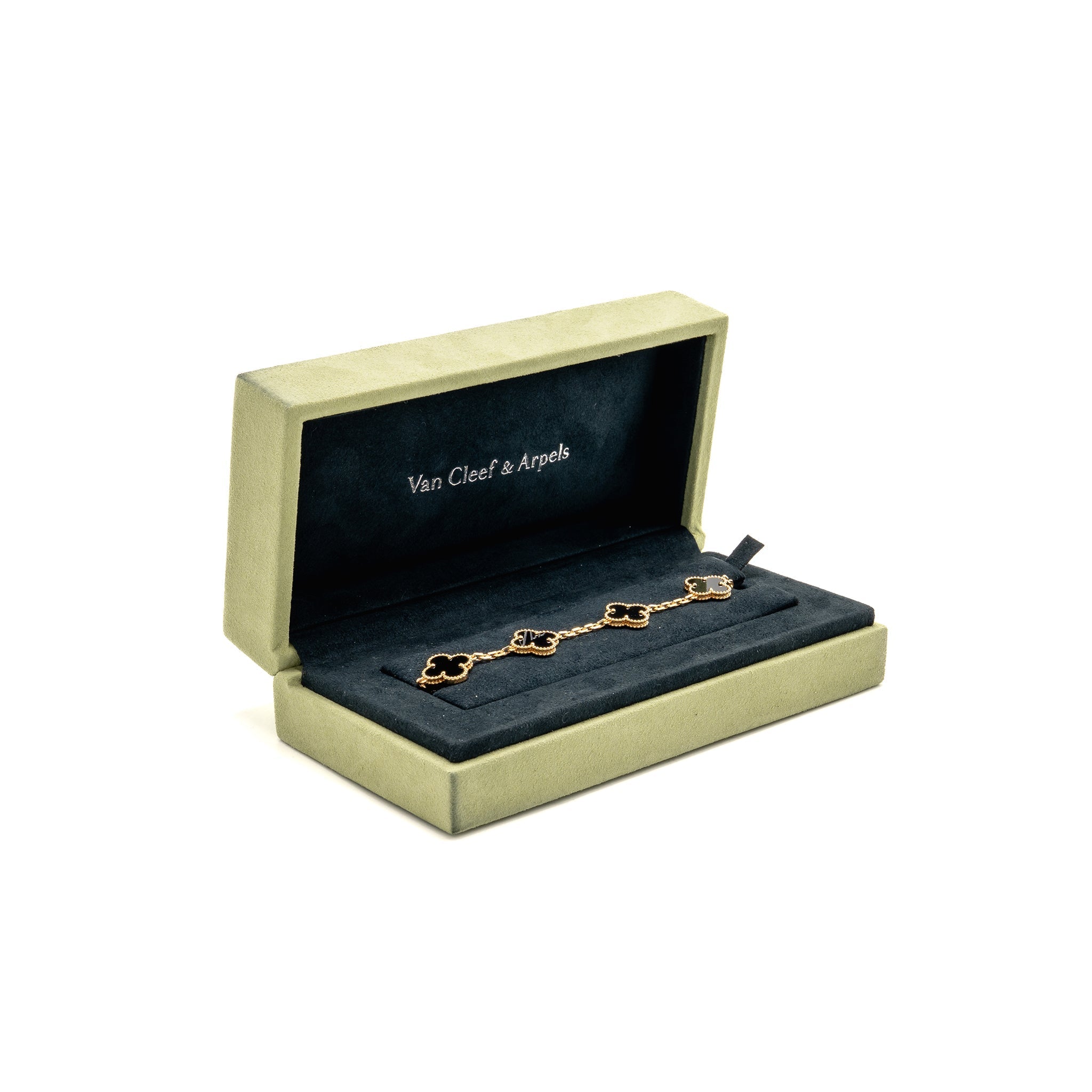 VAN CLEEF & ARPELS VINTAGE ALHAMBRA BRACELET 5 MOTIFS ONYX YELLOW GOLD
