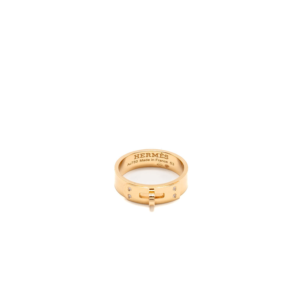 HERMES KELLY RING ROSE GOLD DIAMONDS