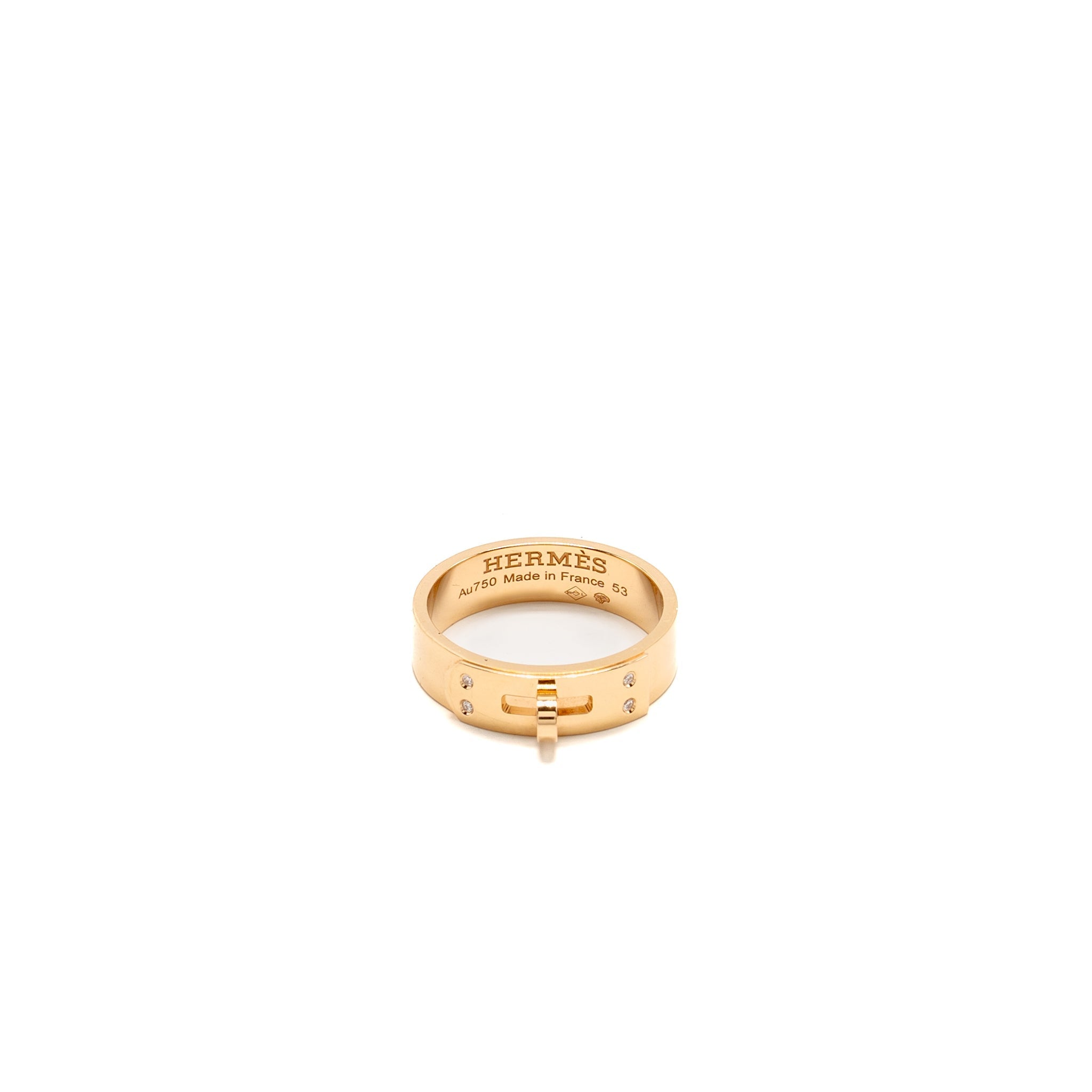 HERMES KELLY RING ROSE GOLD DIAMONDS