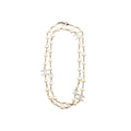 CHANEL PEARL AND CC LOGO WITH CRYSTAL LONG NECKLACE SILVER TONE
