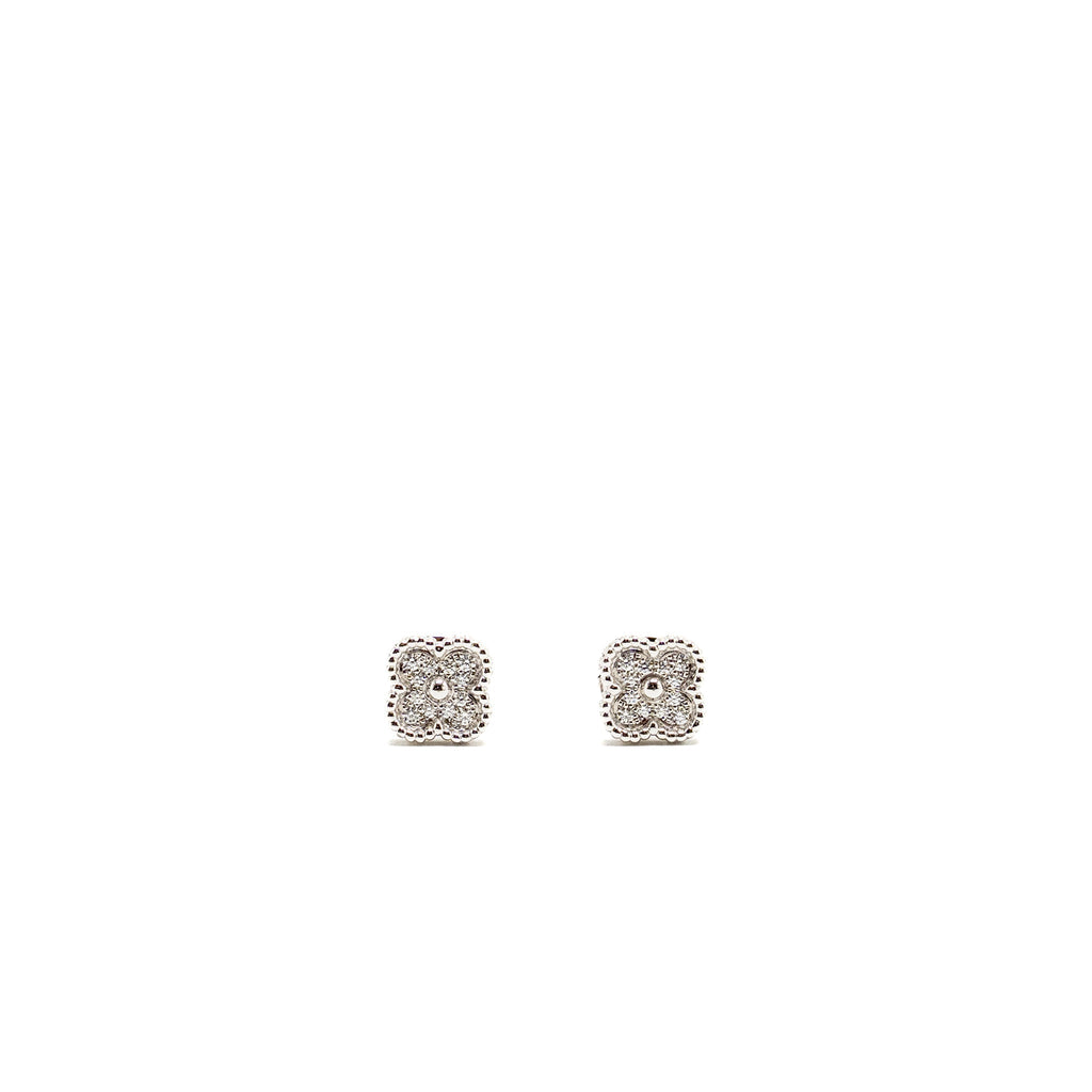 VAN CLEEF & ARPELS SWEET ALHAMBRA EARSTUDS WHITE GOLD, DIAMONDS