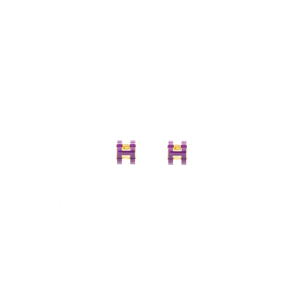 HERMES MINI POP H EARRINGS ANEMONE GHW