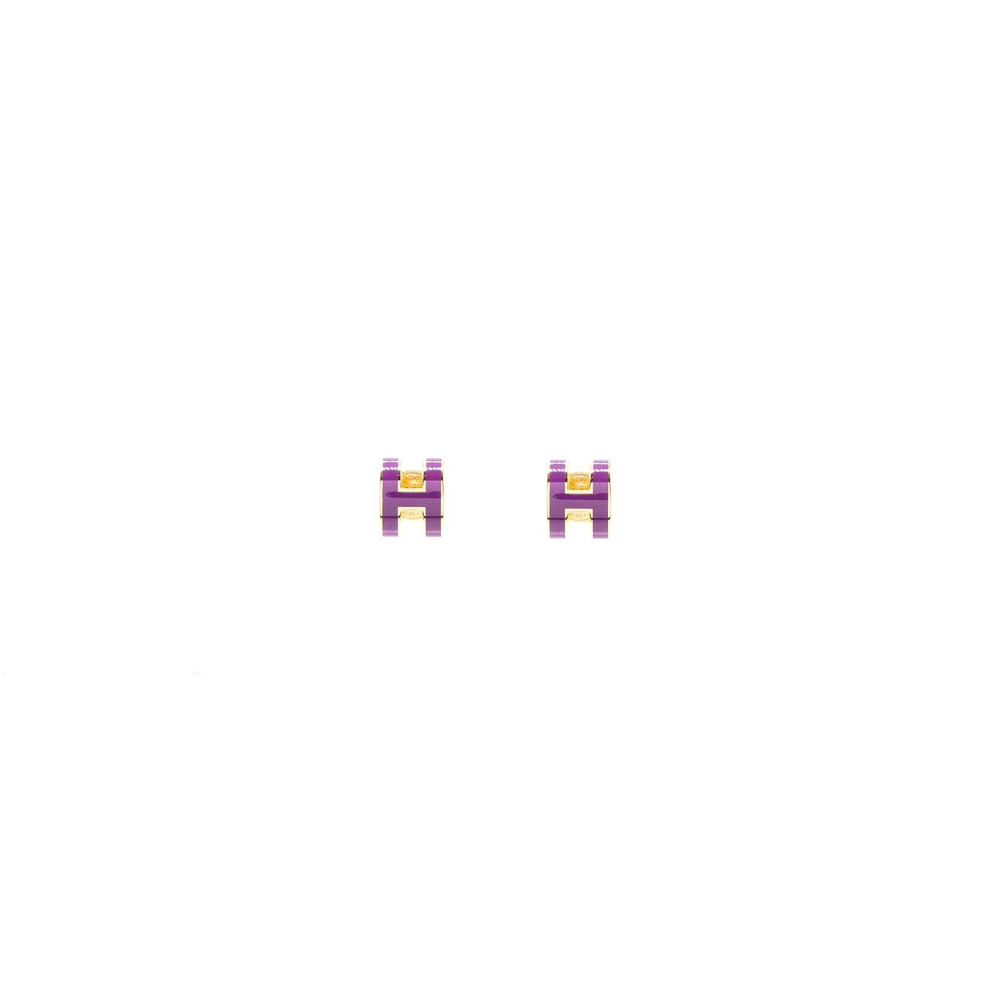 HERMES MINI POP H EARRINGS ANEMONE GHW