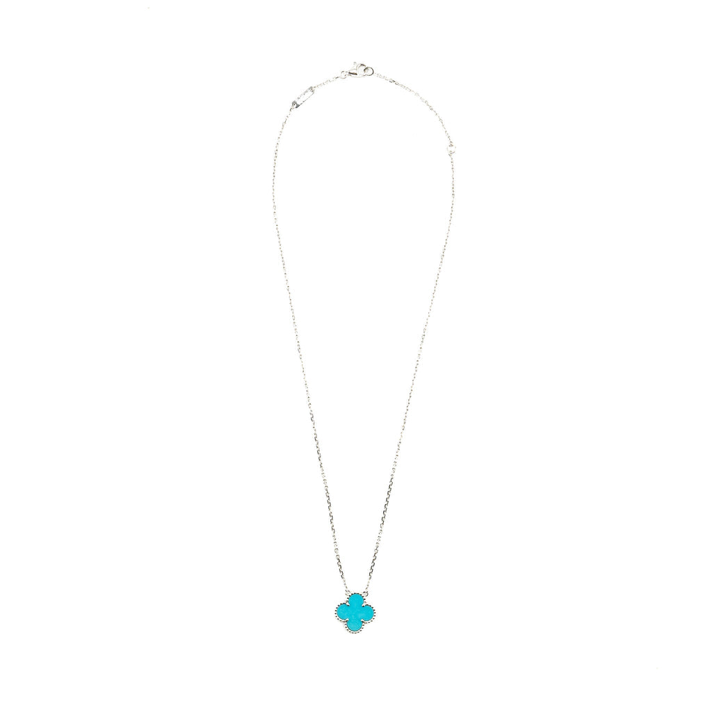 VAN CLEEF & ARPELS VINTAGE ALHAMBRA PENDANT TURQUOISE / 18K WHITE GOLD